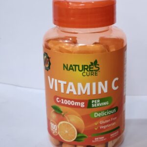 Nature’s Cure Vitamin C 1000mg – Immune Support, Antioxidant Protection & Skin Health Supplement | Gluten-Free & Vegetarian | 100 Tablets
