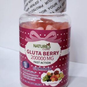 Nature’s Cure Gluta Berry 200000mg Gummies – Fast Action Skin Brightening & Dark Spot Remover | Anti-Aging & Hyperpigmentation Care | 60 Apple-Flavored Gummies